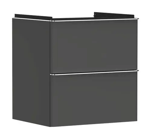 Waschtischunterschrank in Diamantgrau Matt mit zwei Schubkästen, geeignet für Waschtische. Marke Hansgrohe. Schlichtes, funktionales Design.